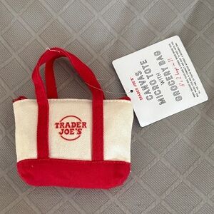 Trader Joe's Micro Canvas Tote Bag + Reusable Nylon Red Pouch
